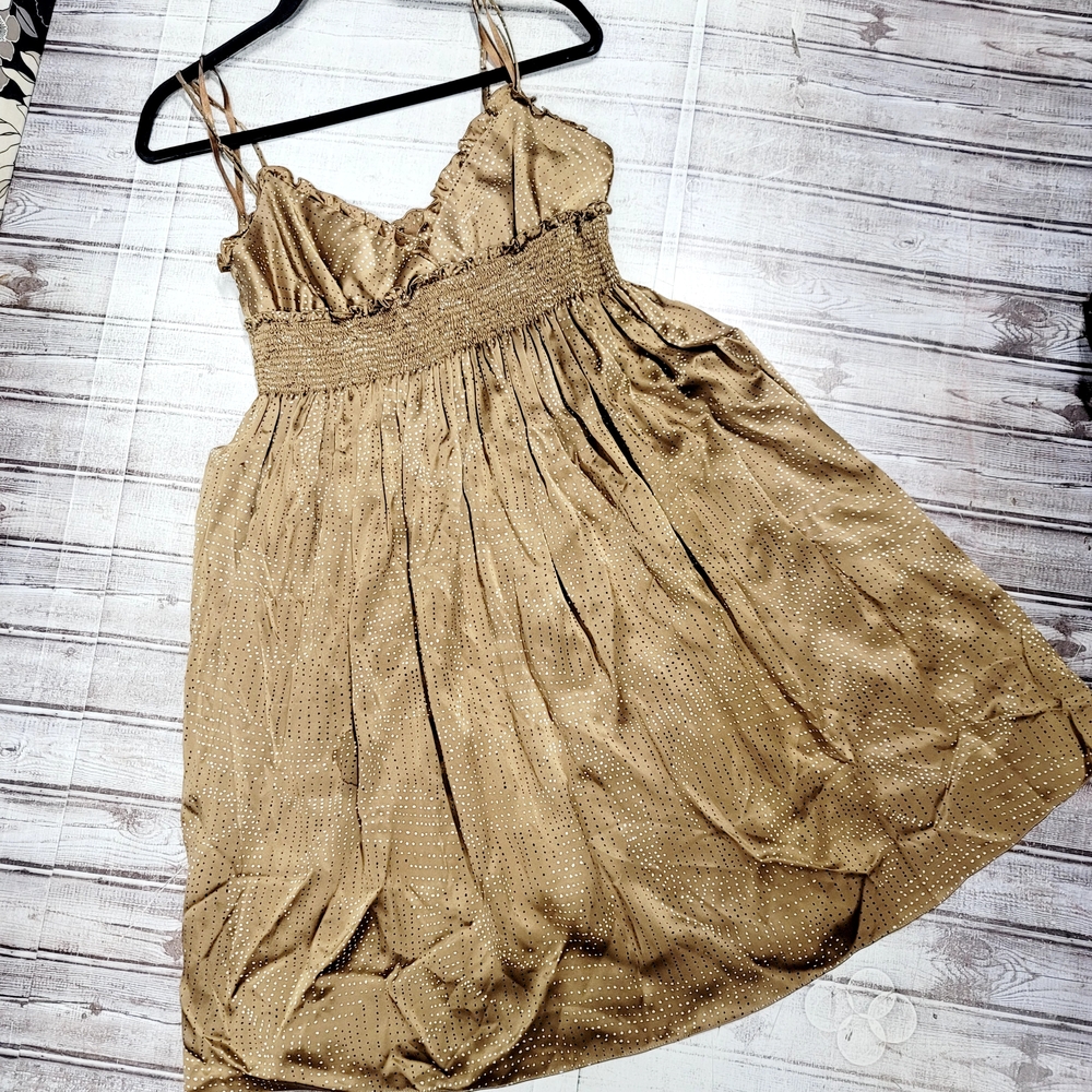 BCBGMaxAzria Tan Polka Dot Dress